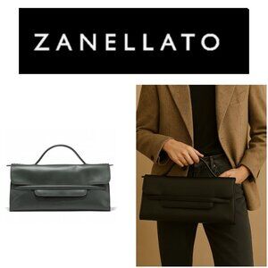 Zanellato Nina Tote Leather Shoulder Bag Satchel Minimalist Zip Compartments